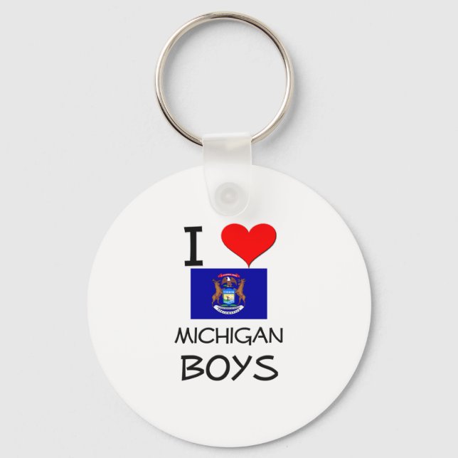 I Love Michigan Boys Key Ring (Front)