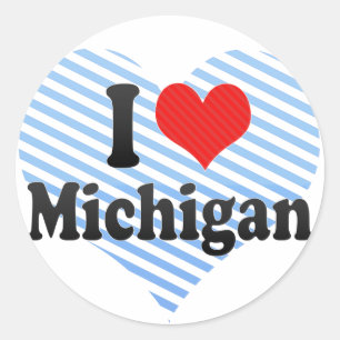 I Love  Michigan Classic Round Sticker