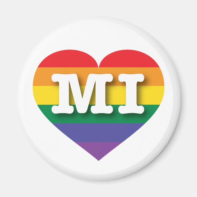 I love Michigan Gay Pride Rainbow Heart Magnet (Front)