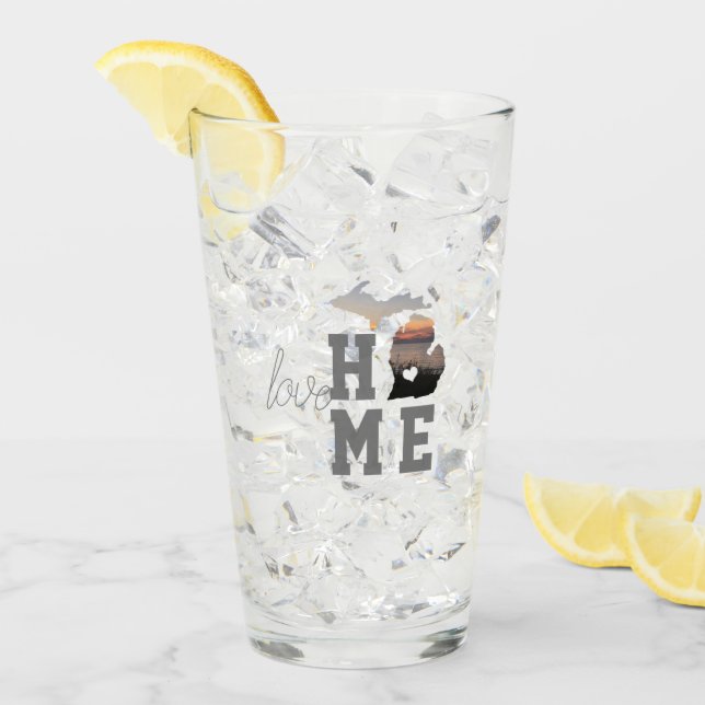 I Love Michigan Home State Glass (Front Ice)