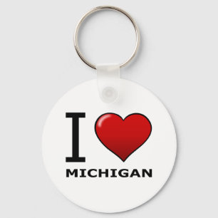 I LOVE MICHIGAN KEY RING