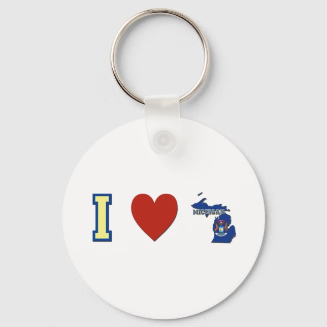 I Love Michigan Key Ring (Front)