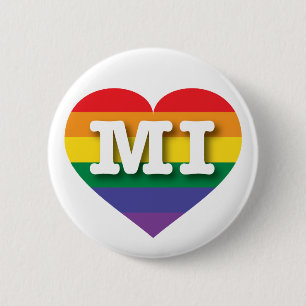 I Love Michigan Rainbow Heart 6 Cm Round Badge