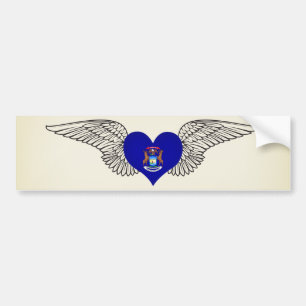 I Love Michigan -wings Bumper Sticker