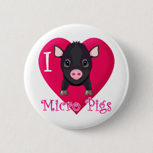 I Love Micro Pigs 6 Cm Round Badge