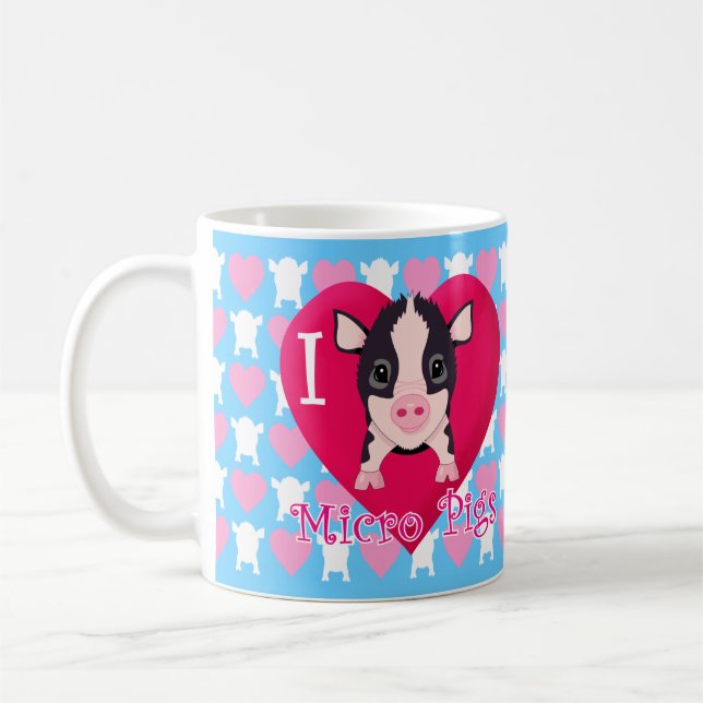 I Love Micro Pigs Coffee Mug (Left)