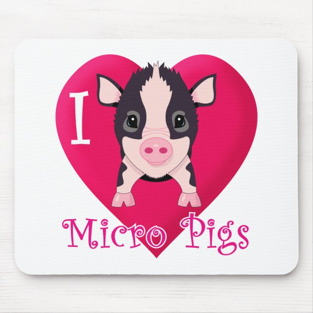 I Love Micro Pigs Mouse Mat (Front)