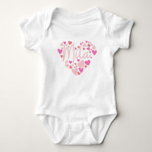 I love Mila hearts in pink Baby Bodysuit