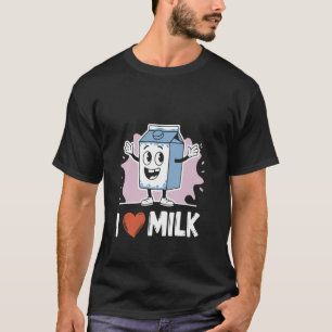 I Love Milk Cartoon Fun Style for Dairy Enthusiast T-Shirt