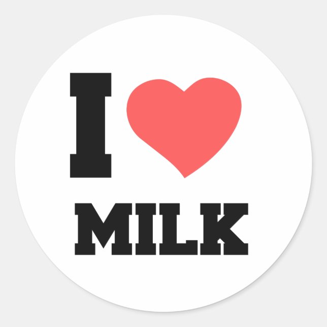 I LOVE MILK CLASSIC ROUND STICKER (Front)