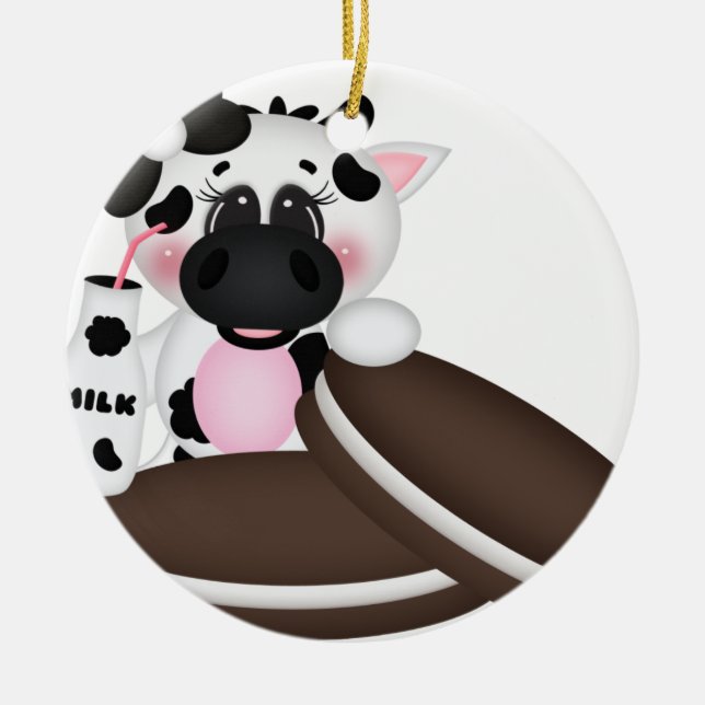 I Love Milk Cow Ceramic Tree Decoration (Front)