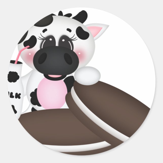 I Love Milk Cow Classic Round Sticker (Front)