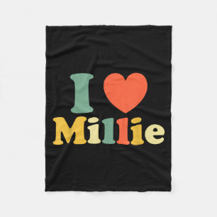 I Love Millie, I Heart Millie, Red Heart Valentine Fleece Blanket