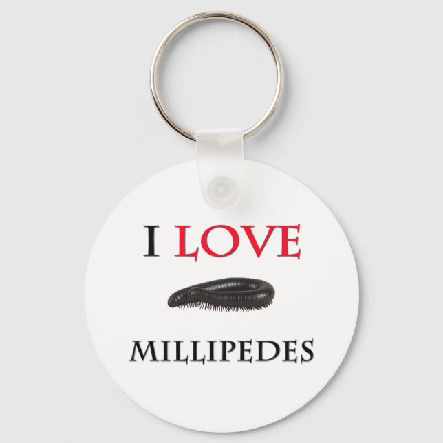 I Love Millipedes Key Ring (Front)