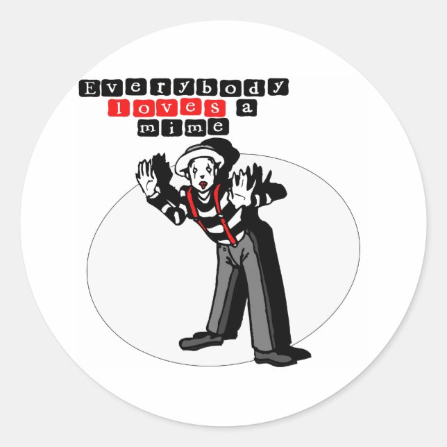 I Love Mimes Classic Round Sticker (Front)