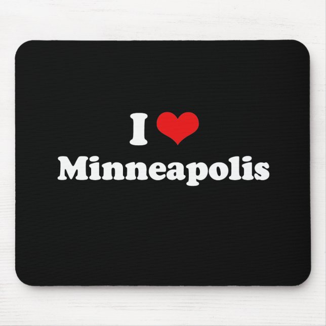 I Love Minneapolis Tshirt White Tshirt Mouse Mat (Front)