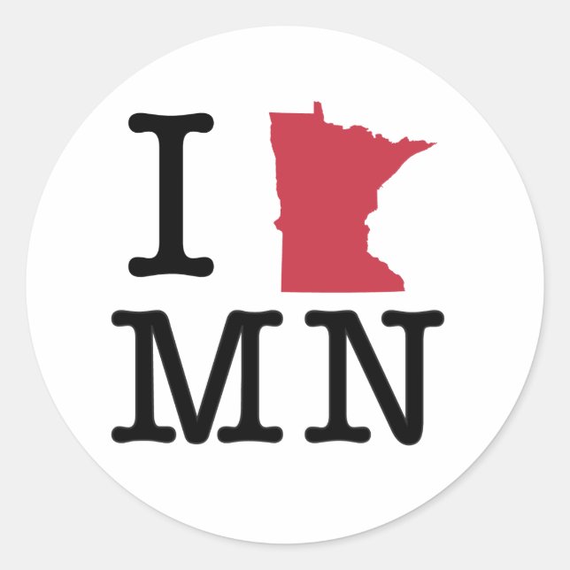 I Love Minnesota Classic Round Sticker (Front)