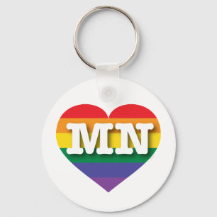 I love Minnesota Gay Pride Rainbow Heart Key Ring