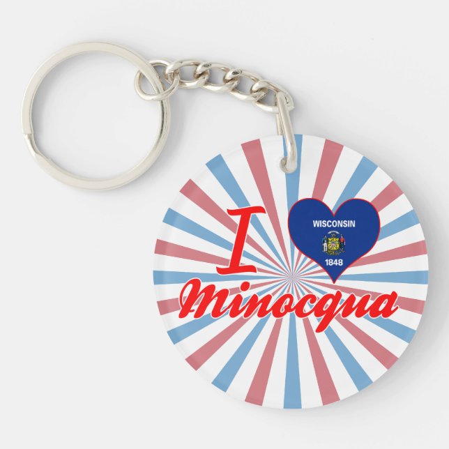 I Love Minocqua, Wisconsin Key Ring (Front)