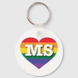 I Love Mississippi Rainbow Heart Key Ring