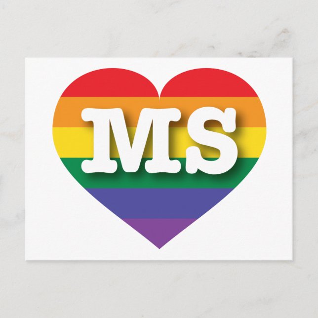 I Love Mississippi Rainbow Heart Postcard (Front)
