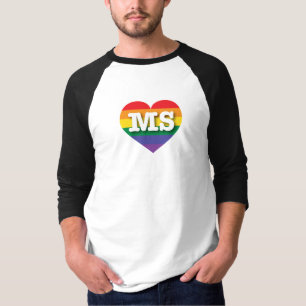 I Love Mississippi Rainbow Heart T-Shirt