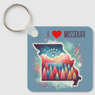 I Love Missouri Christmas Winter Key Ring
