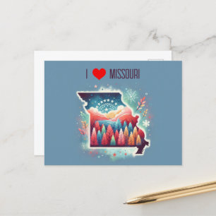I Love Missouri Christmas Winter Postcard