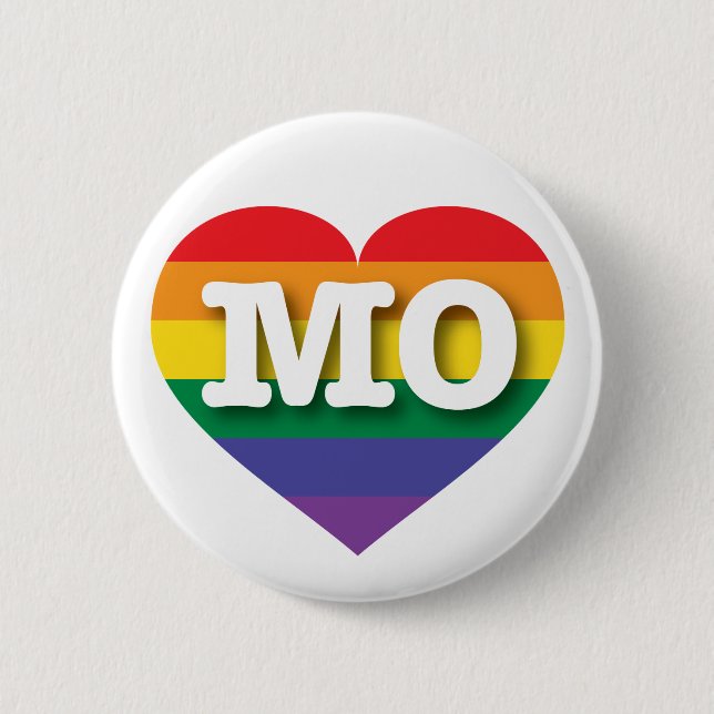 I love Missouri Gay Pride Rainbow Heart 6 Cm Round Badge (Front)