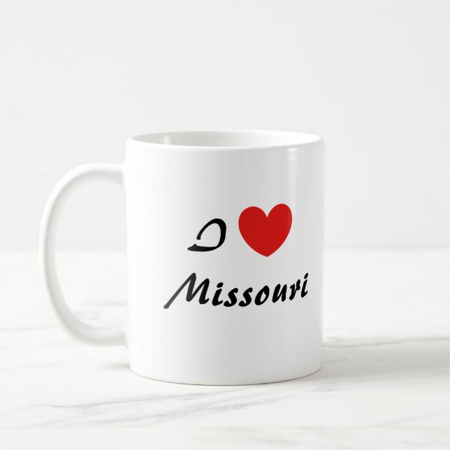I Love Missouri Heart Typography Coffee Mug (Left)