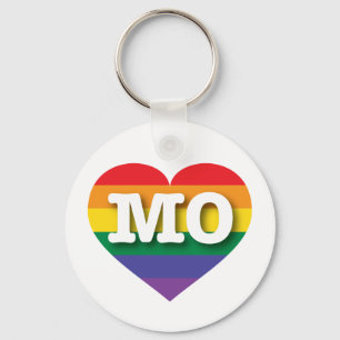 I Love Missouri Rainbow Heart Key Ring