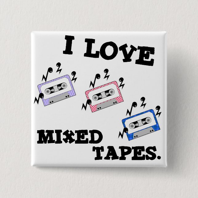 I Love Mixed Tapes 15 Cm Square Badge (Front)