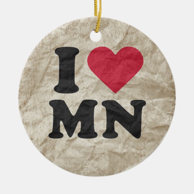 I LOVE MN CERAMIC TREE DECORATION (Front)