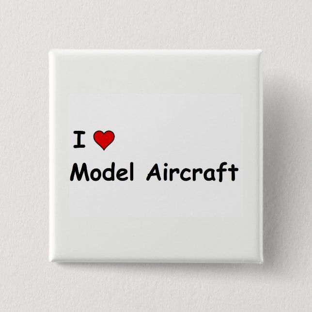 I Love Model Aircraft 15 Cm Square Badge (Front)