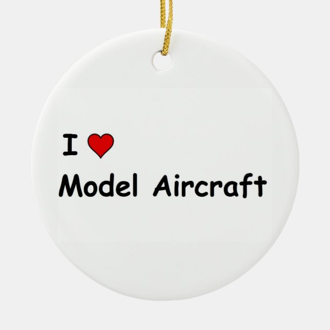 I Love Model Aircraft Ceramic Tree Decoration (Front)