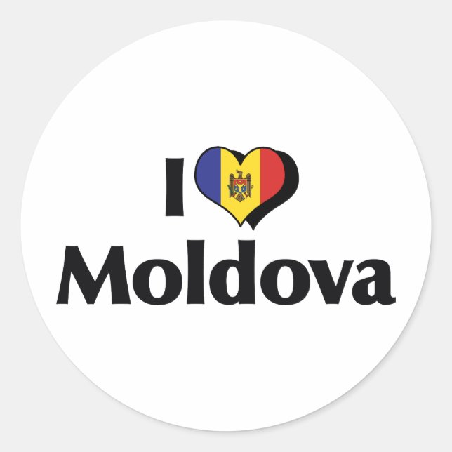 I Love Moldova Flag Classic Round Sticker (Front)
