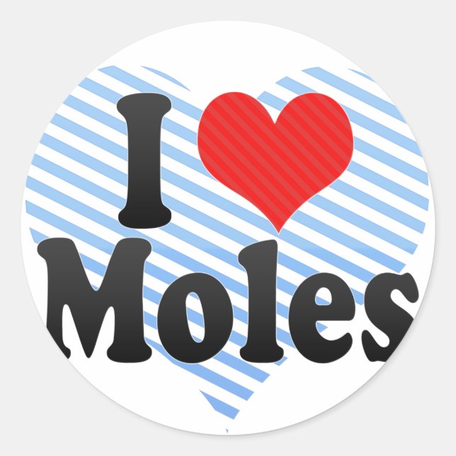 I Love Moles Classic Round Sticker (Front)