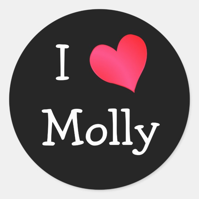 I Love Molly Classic Round Sticker (Front)