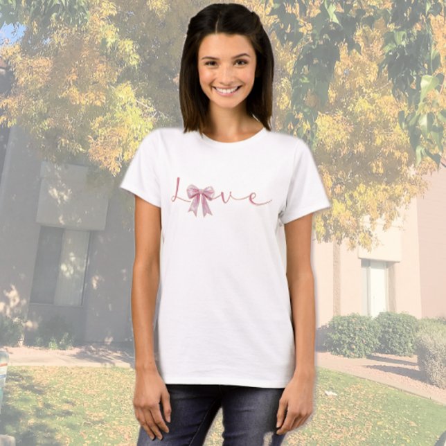 I Love Mom Pink Bow T-Shirt (Creator Uploaded)