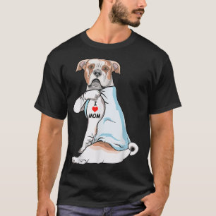 I Love Mom Tattoo American Bulldog Mother's Day Gi T-Shirt