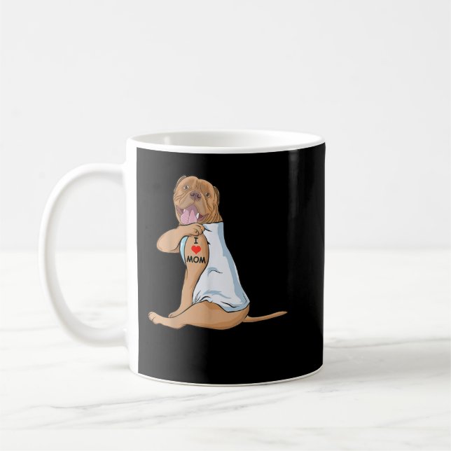 I Love Mom Tattoo Dogue De Bordeaux Mom Dog Lover  Coffee Mug (Left)