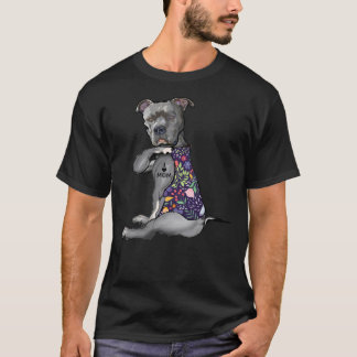 I Love Mom Tattoo Pitbull Dog Lover Women Pitbull  T-Shirt