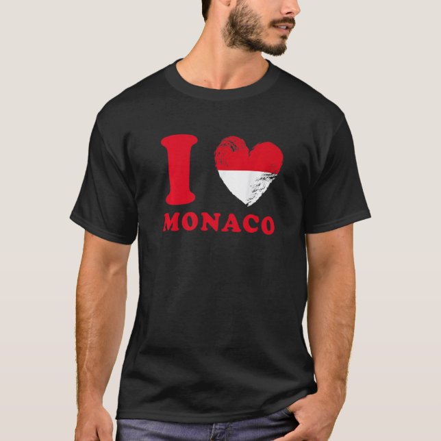 I Love Monaco  Drapeau en forme de cœur Monaco  1 T-Shirt (Front)