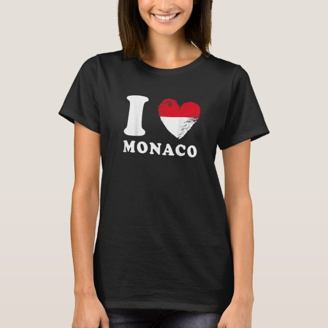 I Love Monaco  Drapeau en forme de cœur Monaco T-Shirt (Front)