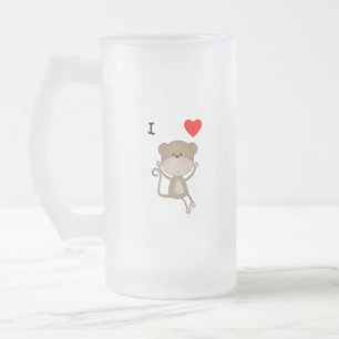 I Love Monkeys Frosted Glass Beer Mug