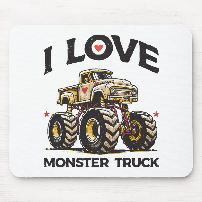 I Love Monster Truck Mouse Mat (Front)