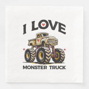 I Love Monster Truck Napkin