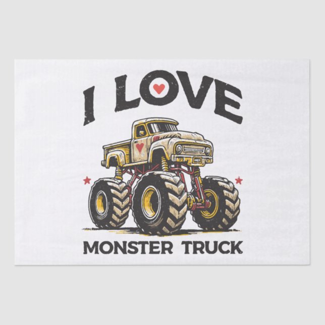I Love Monster Truck Tissue Paper (Front)