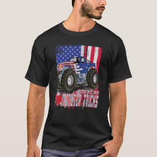 I Love Monster Trucks US Flag Off Road T-Shirt