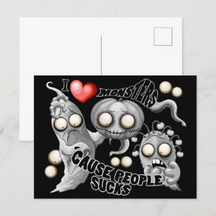 I Love Monsters 'cause People Sucks Holiday Postcard